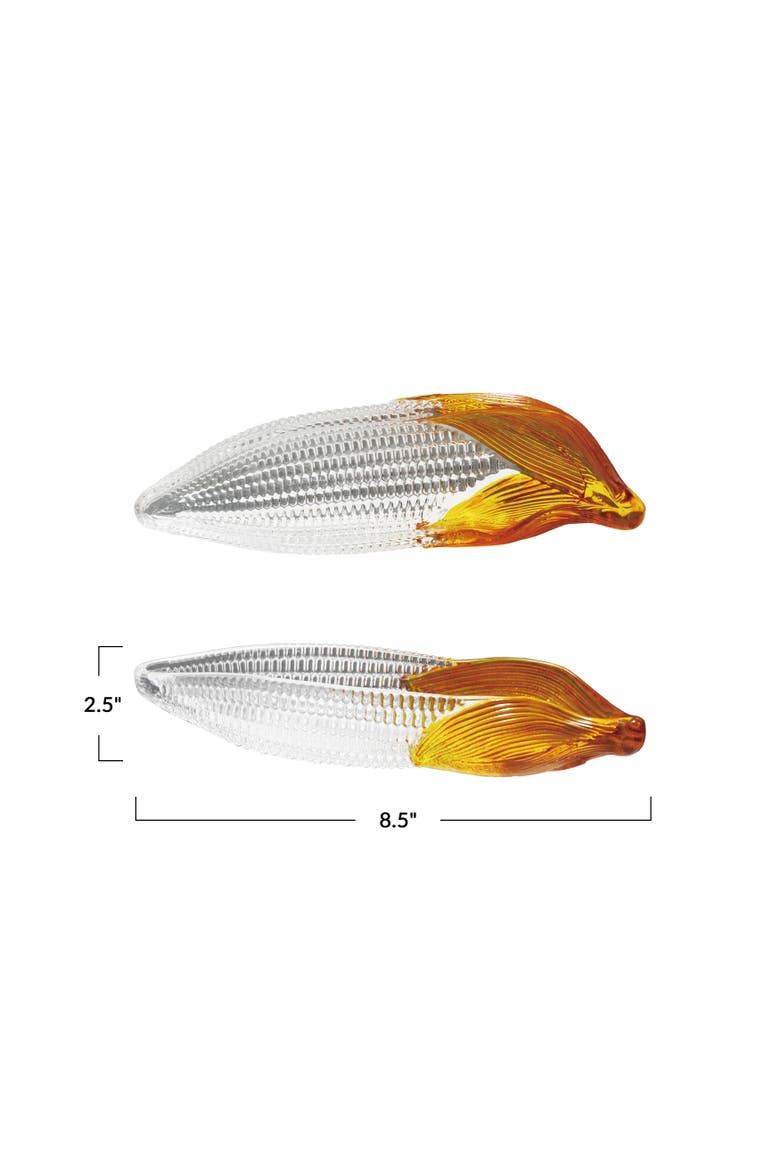 Glass Hand-Painted Corn Dish, Alternate, color, Amber