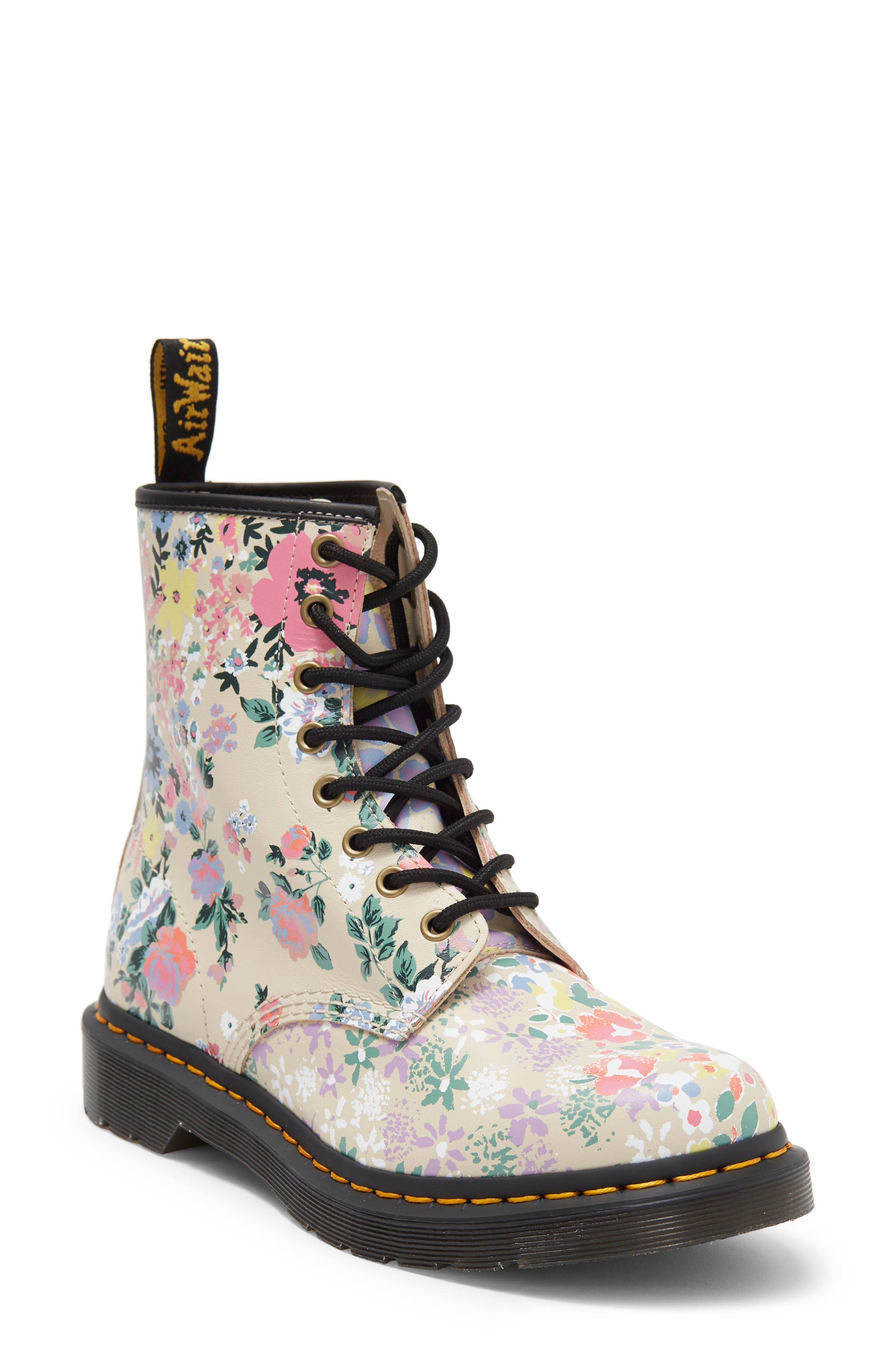 1460 Floral Lace-Up Boot, Main, color, FLORAL BEIGE
