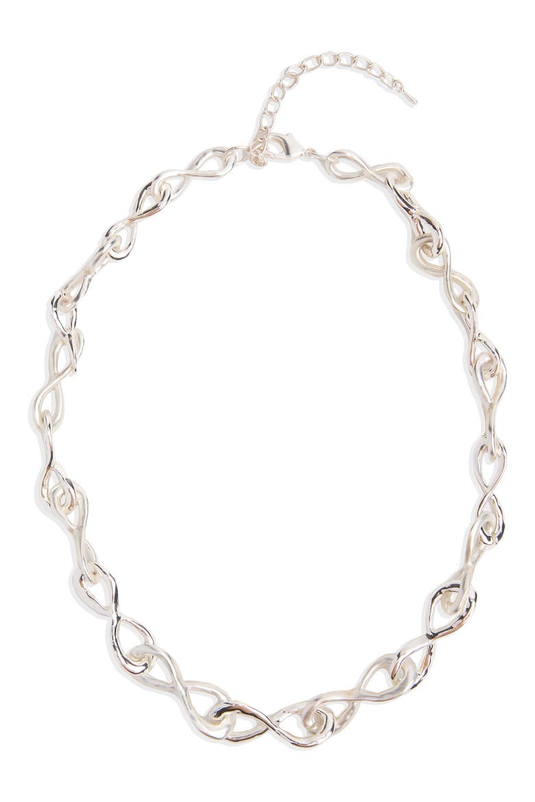 Infinity Link Collar Necklace, Main, color, SILVER