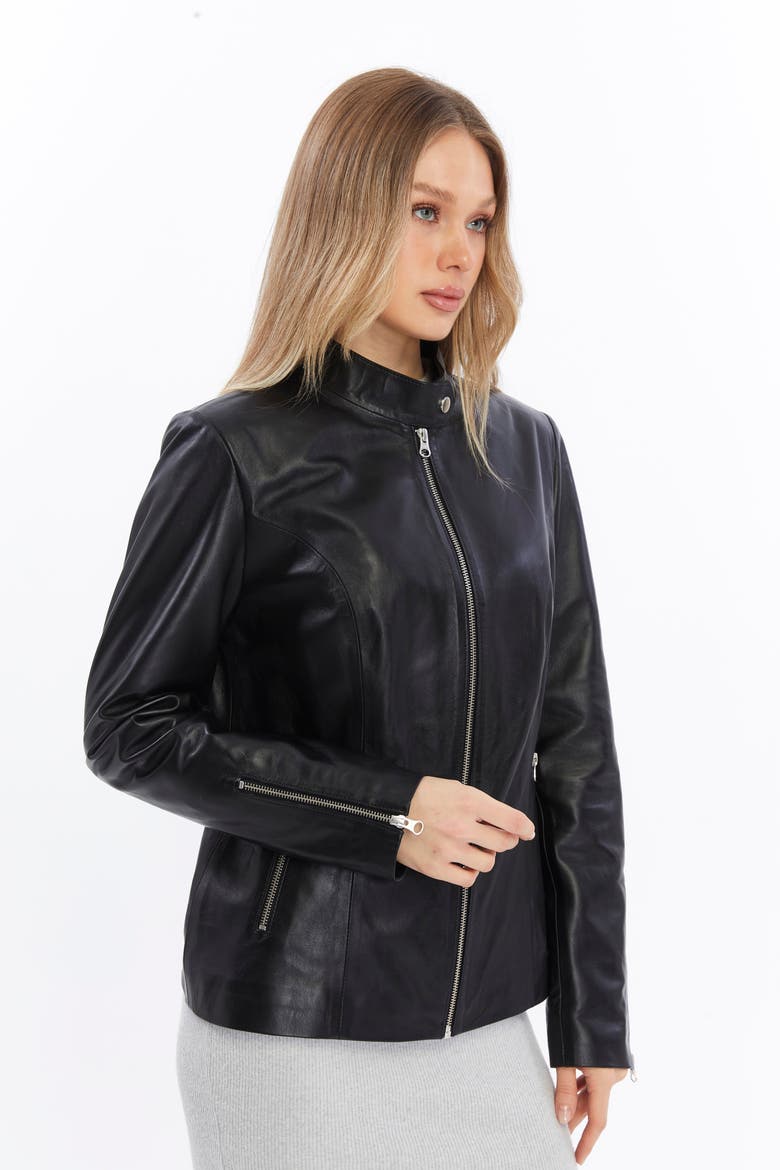 Elspeth Leather Jacket, Alternate, color, Black