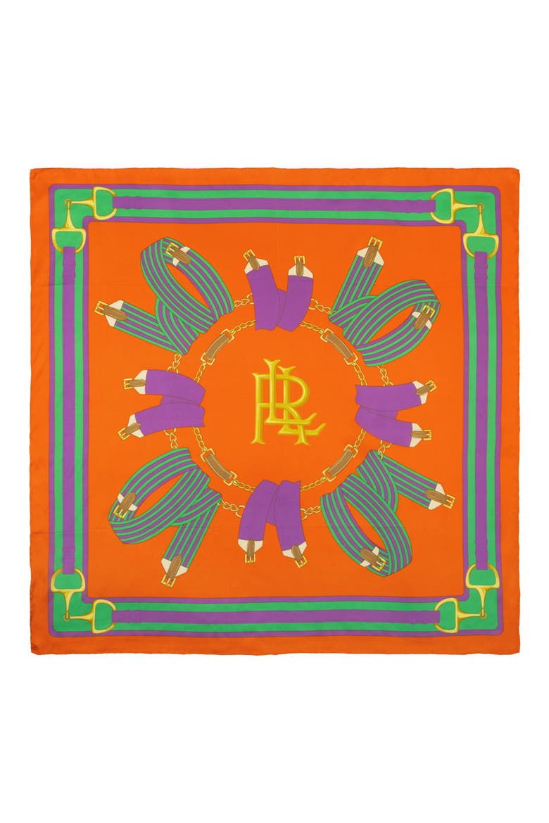 Ribbons Silk Square Scarf, Alternate, color, ORANGE