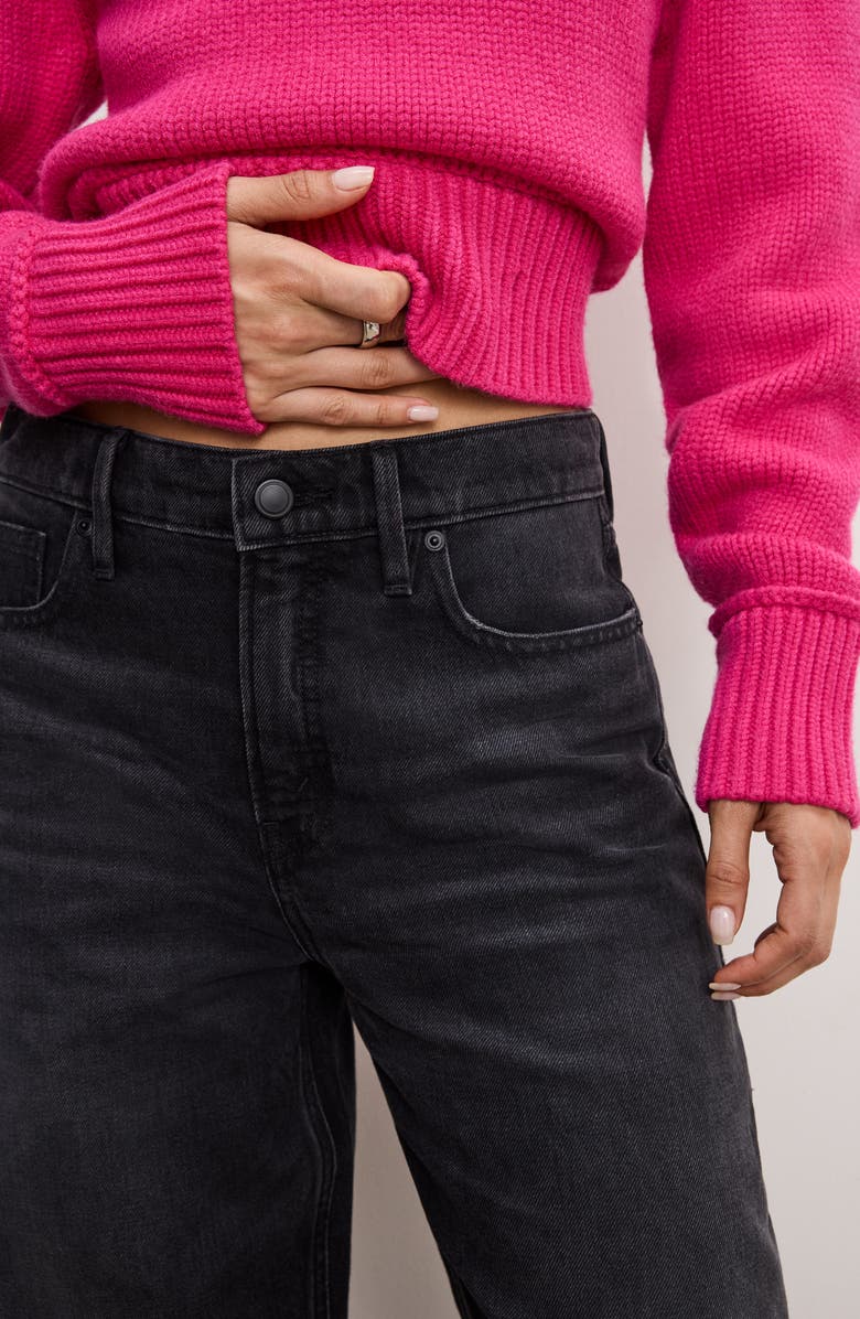 Good American Good Standard Barrel Jeans, Alternate, color, Black354