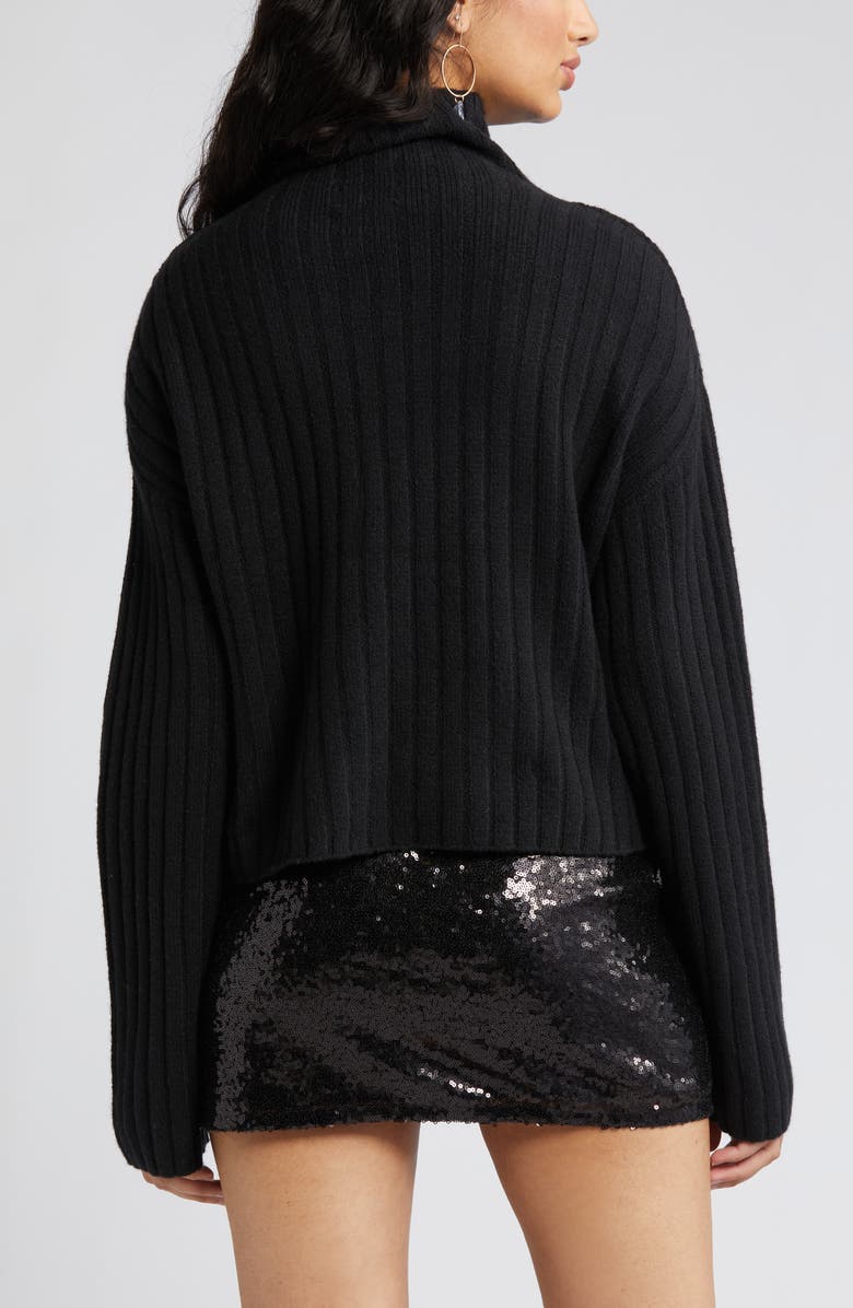 Open Edit Women's Cotton Blend Rib Funnel Neck Sweater, Alternate, color,