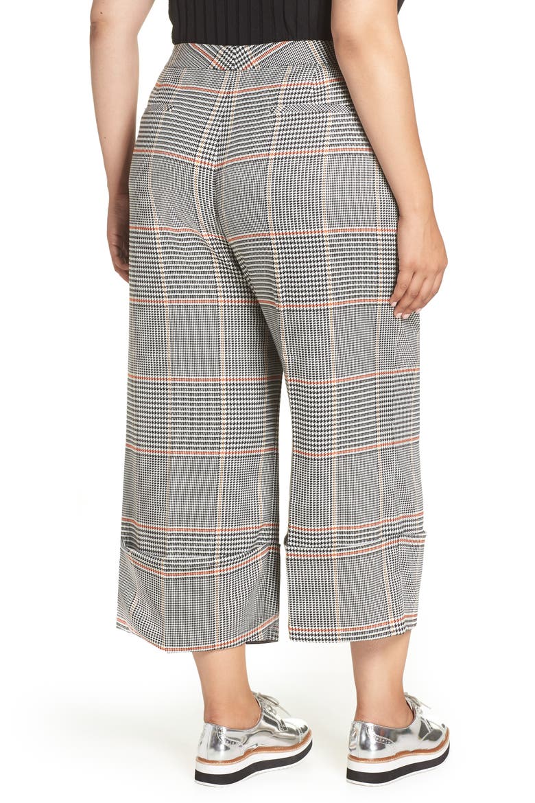 x Atlantic-Pacific Plaid Wide Leg Crop Pants, Alternate, color, BLACK PLAID