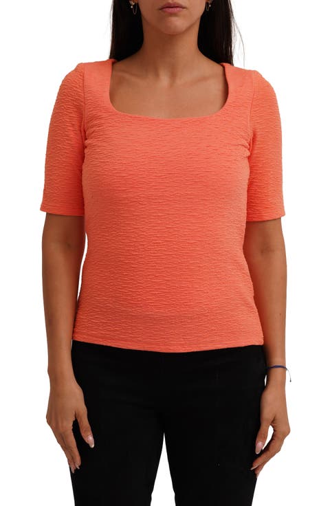 Textured Elbow Sleeve Top