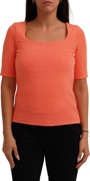 CYRUS Textured Elbow Sleeve Top