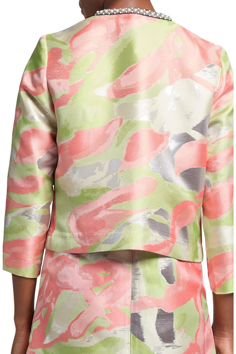 Beaded Abstract Jacquard Jacket, Alternate, color, FERN/ ORANGE BURST/ LIMESTONE