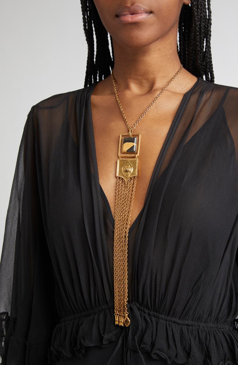 Chloé Amulet Necklace, Alternate, color, Gold And Black