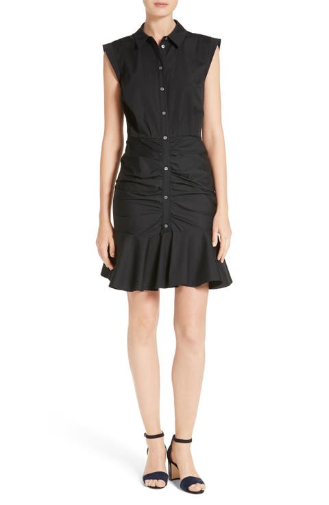 Flare Hem Ruched Shirtdress