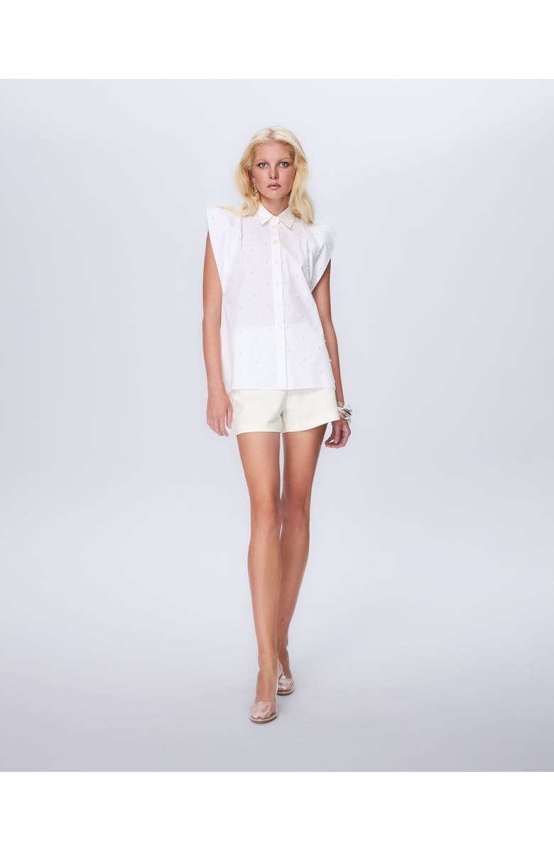 THEO The Label Astraea Embellished Sleeveless Shirt, Main, color, White / Pearl