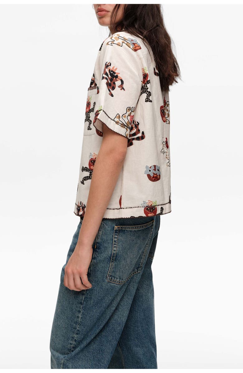 Bimba y Lola Samba Straight Shirt With Decorative Stitching, Alternate, color, Samba