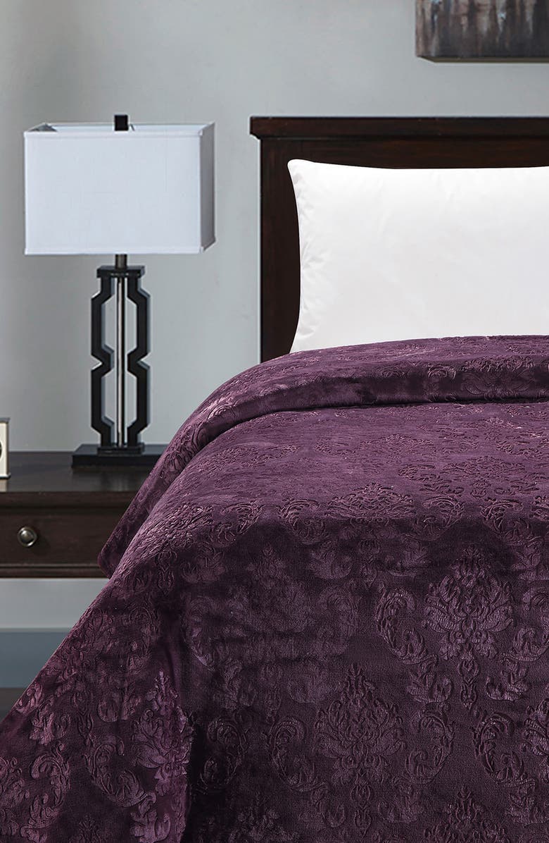 Luxury Home Embossed Contemporary Throw Blanket, Alternate, color, Plum