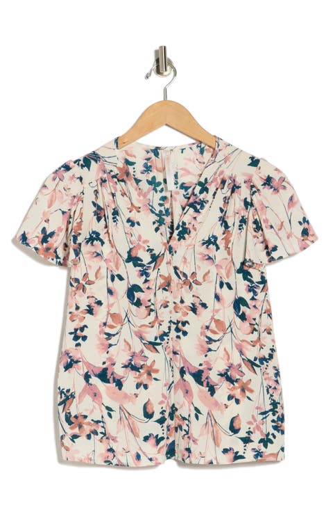 Floral Flutter Sleeve Top