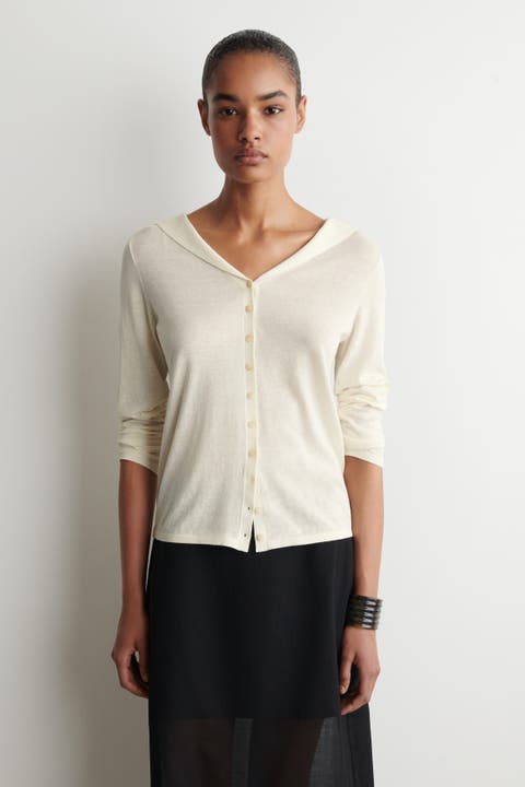Sailor-collar Knitted Cotton-silk Shirt