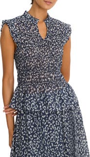 NIC+ZOE Leopard Print Smocked Peplum Top