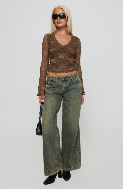 Princess Polly Pitter Long Sleeve Floral Mesh Top