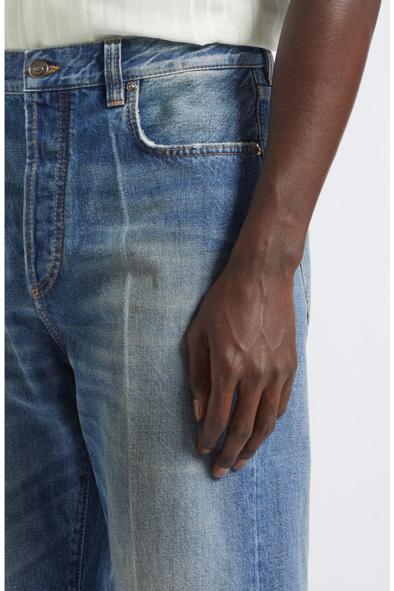 Distressed Straight Leg Jeans, Alternate, color, MEDIUM BLUE