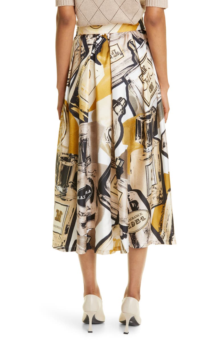 Max Mara Rotondo Lipstick Print Silk Midi Skirt, Alternate, color,