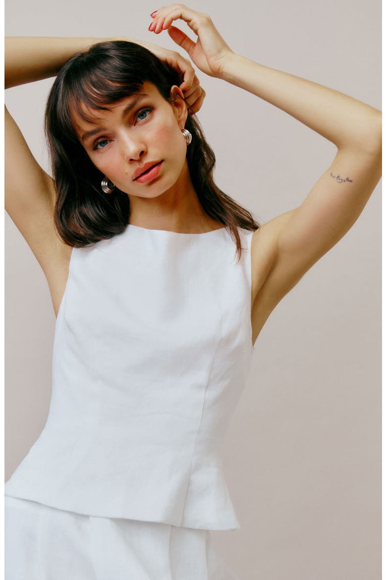 Moya Linen Two-Piece Dress, Alternate, color, WHITE