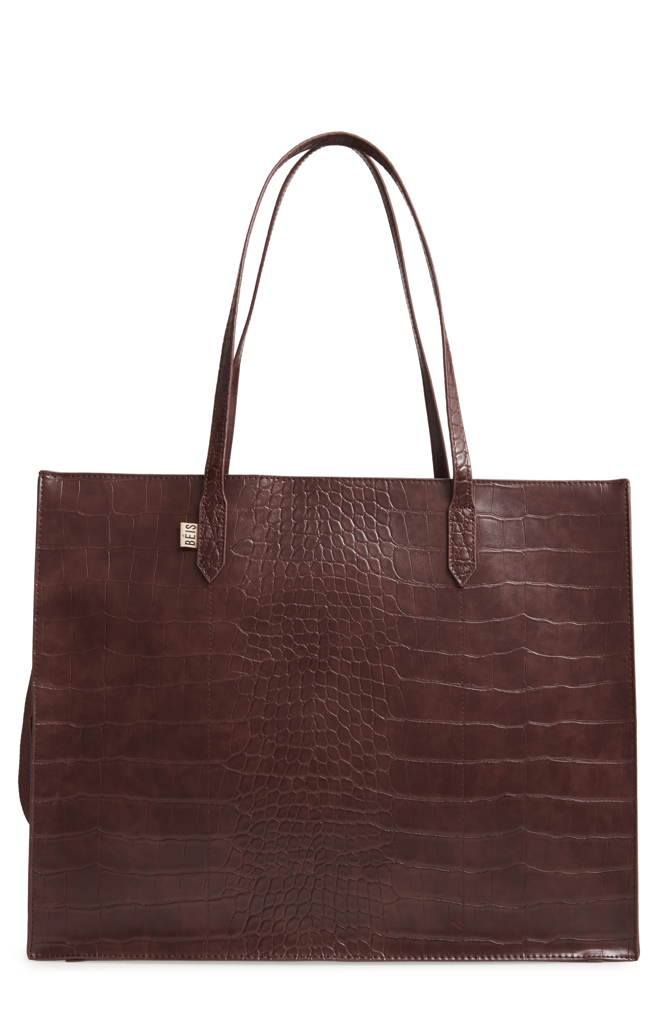 Large Work Tote, Main, color, ESPRESSO CROC