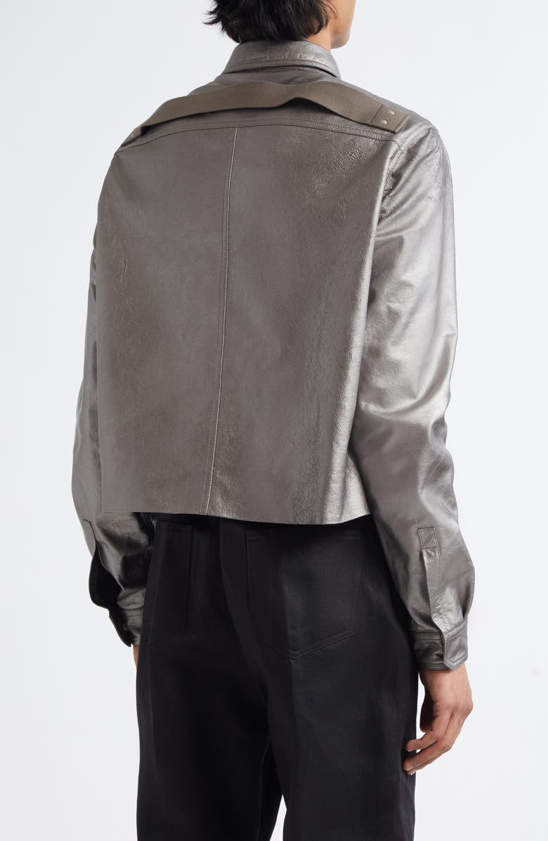 Rick Owens Tour Alice Metallic Leather Jacket, Alternate, color, Gunmetal