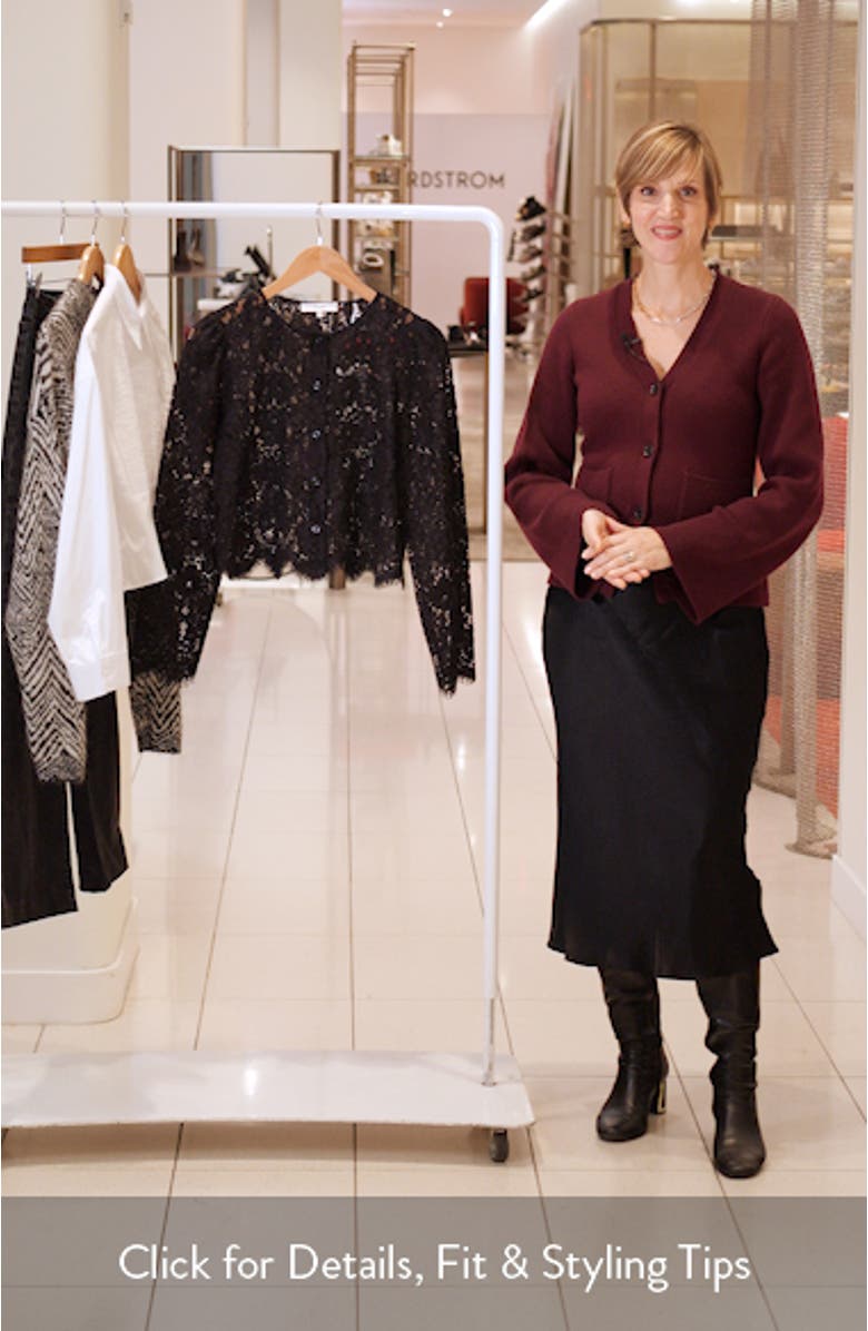 Sheer Crop Organic Cotton Blend Eyelash Lace Button-Up Shirt, sales video thumbnail