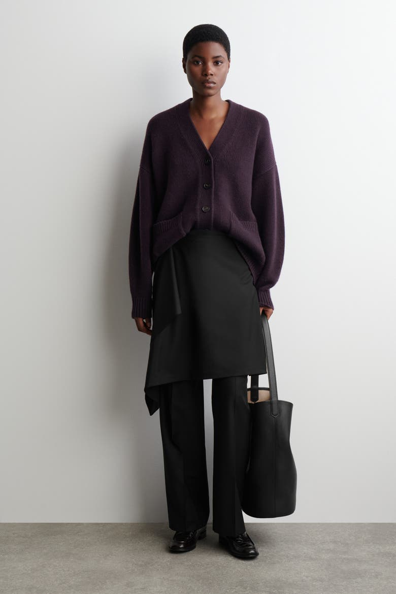 Oversized Merino Wool Cardigan, Alternate, color, DARK PURPLE