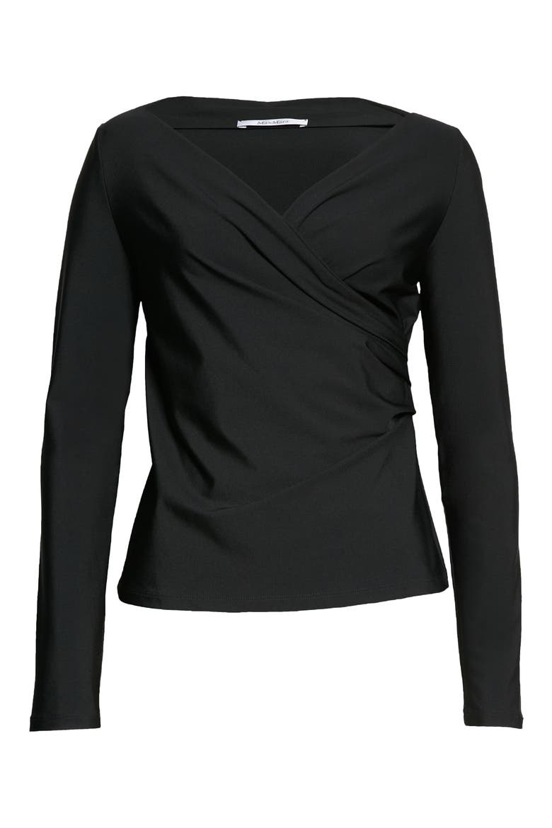 Gardena Surplice V-Neck Long Sleeve Jersey Top, Alternate, color, BLACK