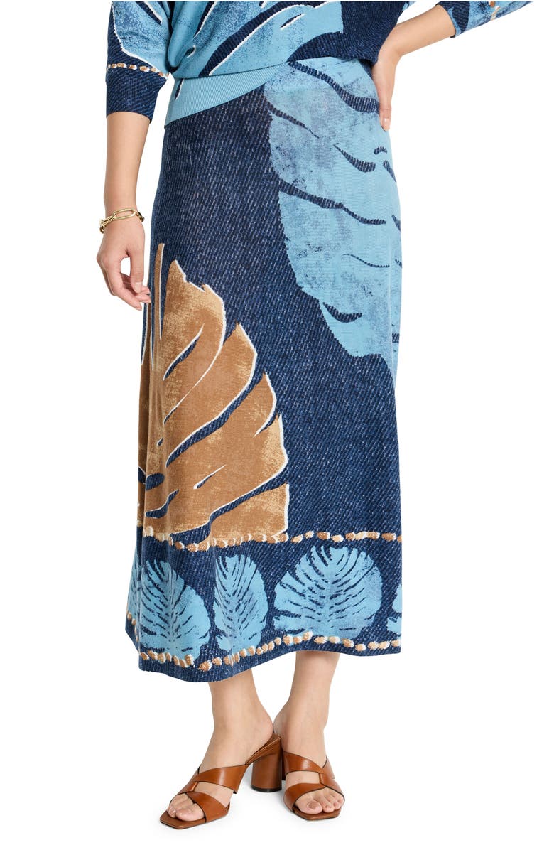 NIC+ZOE Twilight Print Knit Midi Skirt, Main, color, Blue Multi