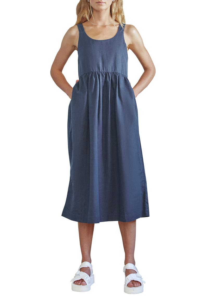 Lily Organic Cotton Denim Dress, Main, color, NAVY