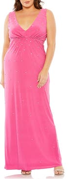Mac Duggal Rhinestone Embellished Open Back Jersey Gown