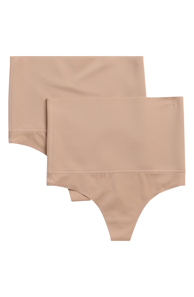 NORDSTROM RACK 2-Pack High Waist Shaping Thongs, Alternate, color, Roebuck