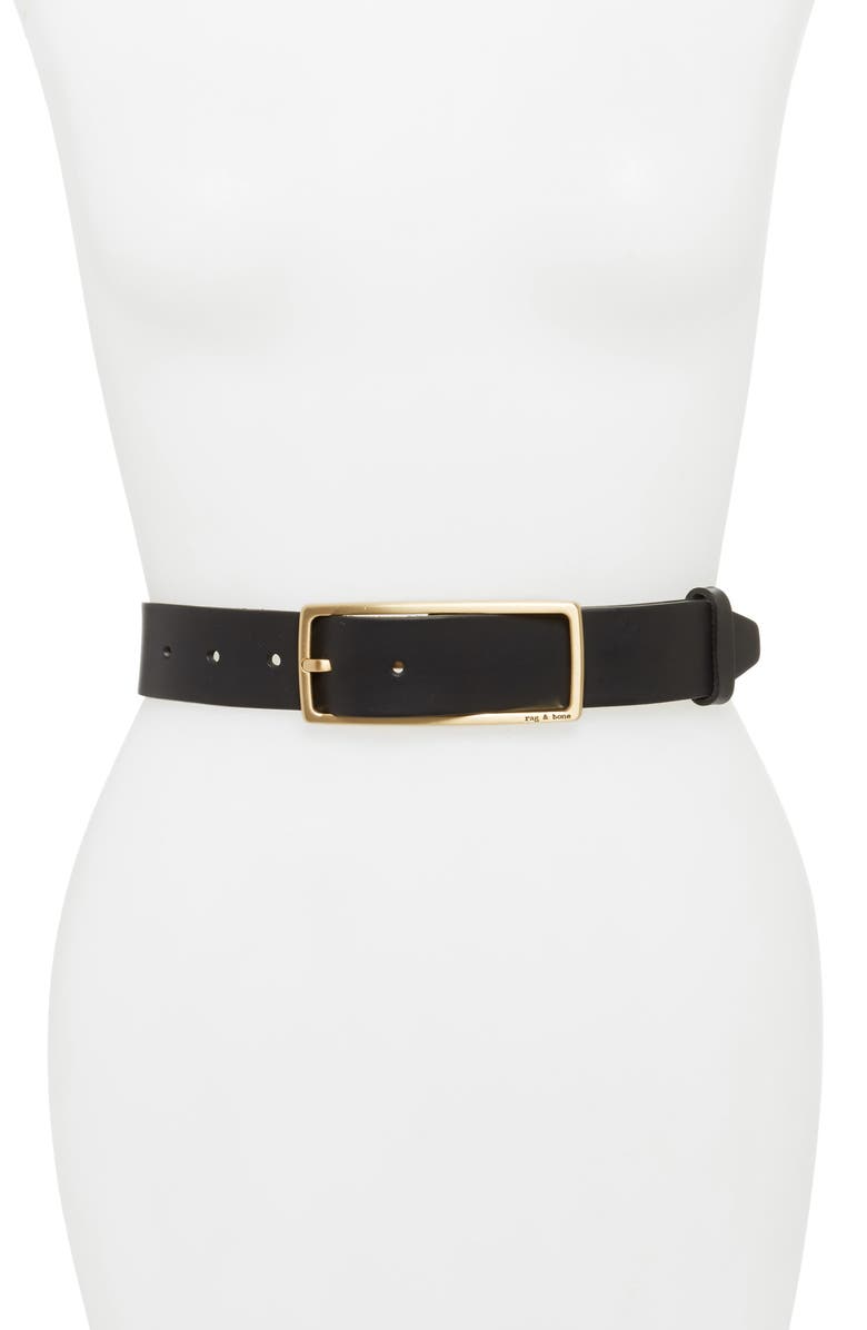 rag & bone Rebound Leather Belt, Main, color, Black