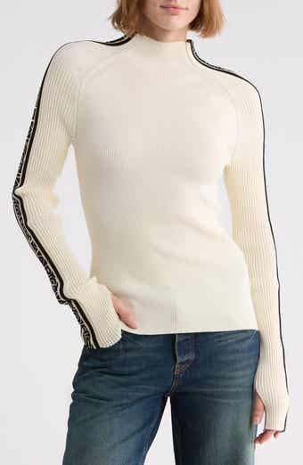 Raglan Logo Mock Neck Wool Top