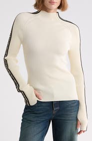 Marc Jacobs Raglan Logo Mock Neck Wool Top