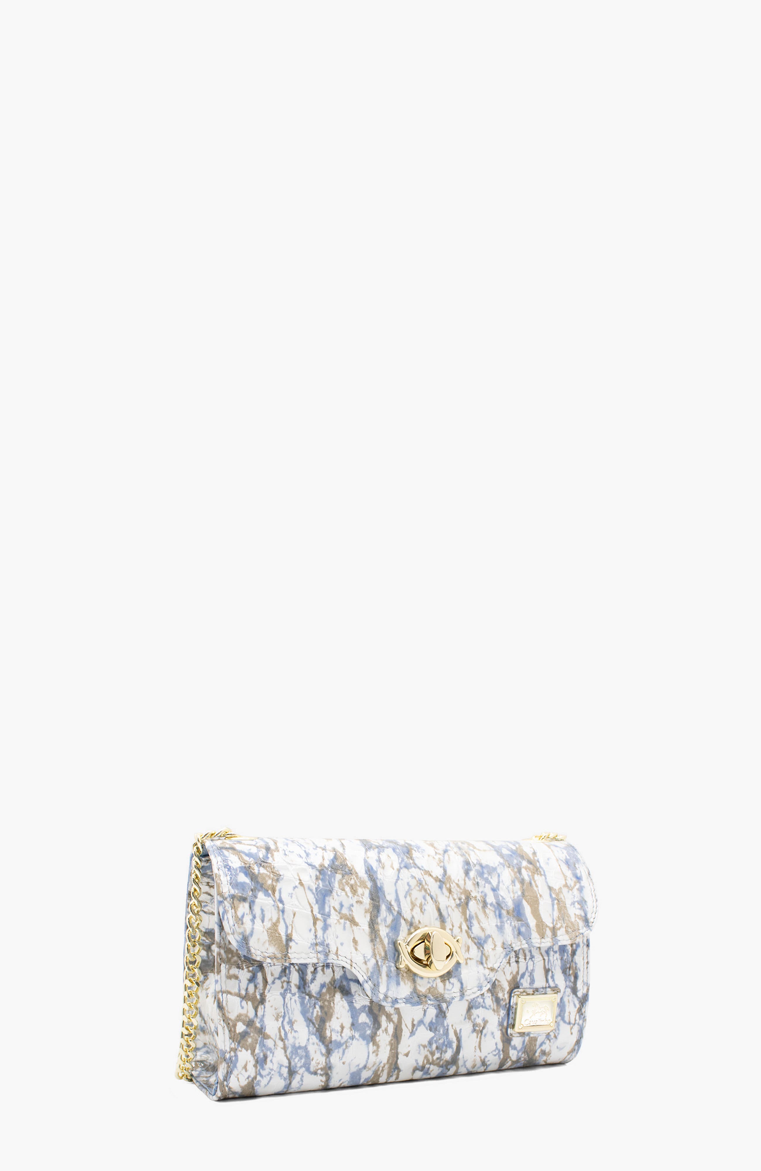 Gallop Patent Leather Clutch Shoulder Bag 535, Alternate, color, Blue / White