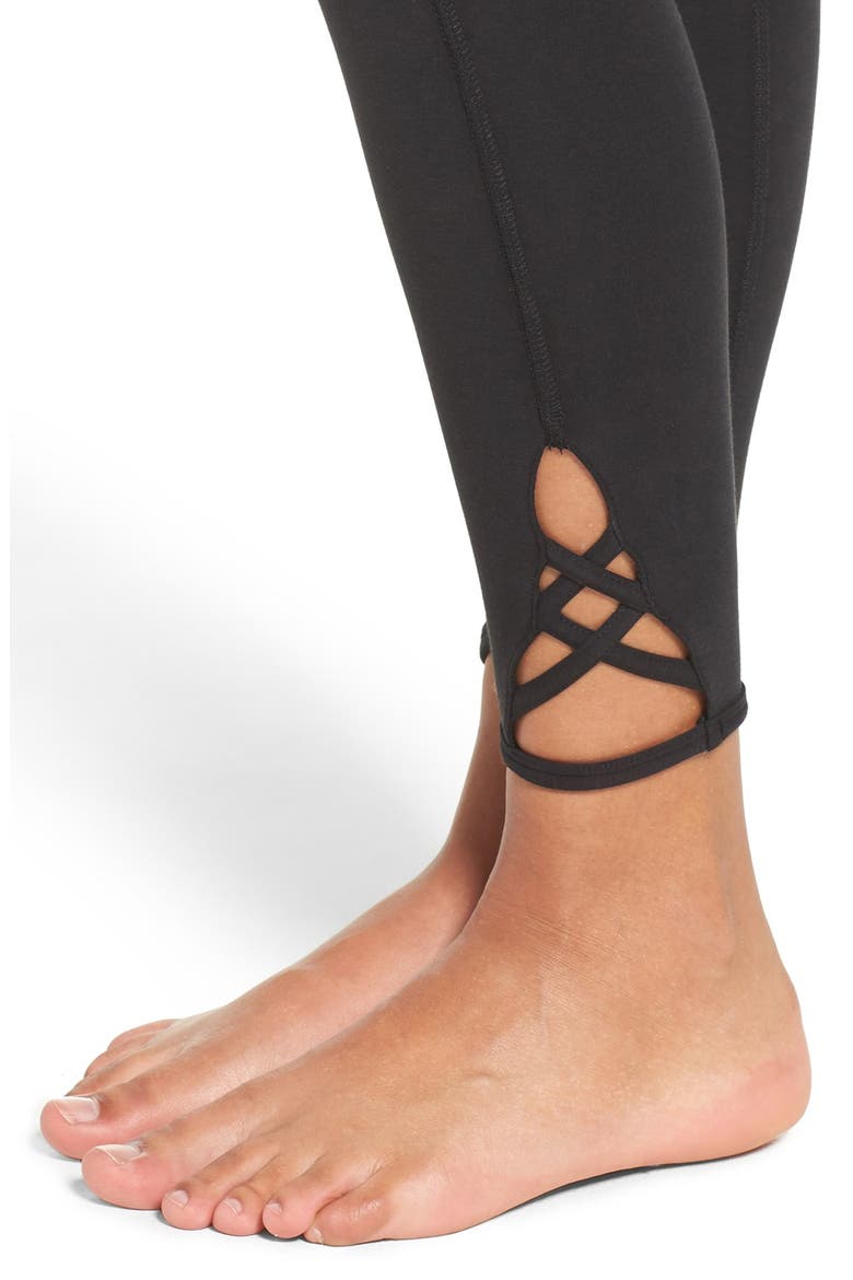 'Lotus' Leggings, Alternate, color, BLACK