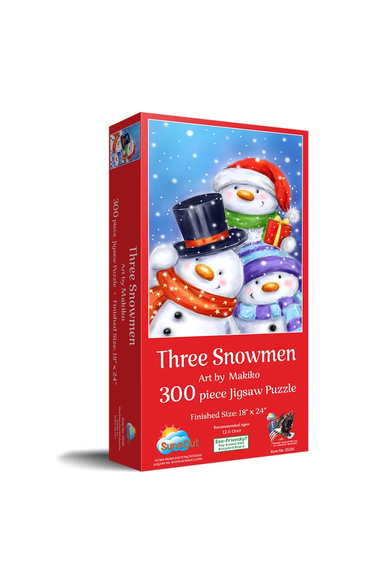 Three Snowmen 300 piece Jigsaw Puzzle for Adults, Main, color, Multicolor