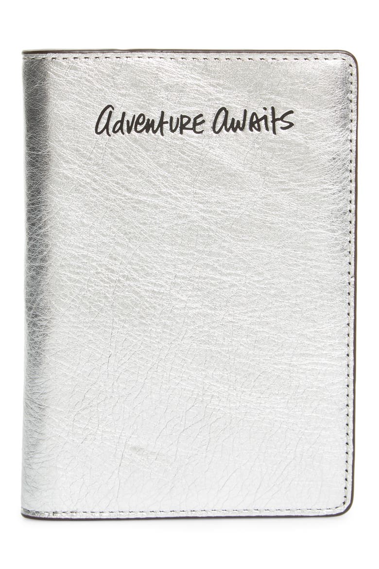Adventure Awaits Passport Case, Main, color, SILVER