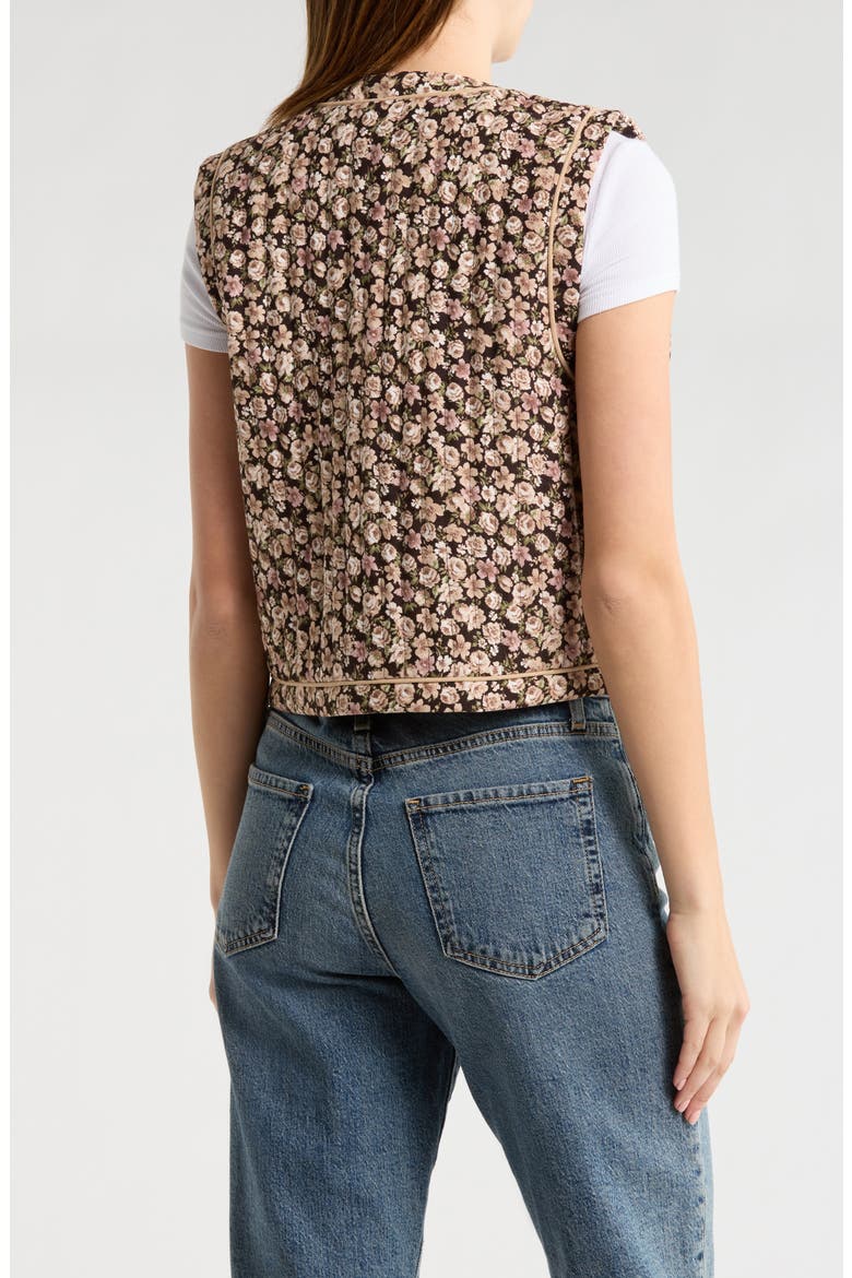 Floral Quilted Vest, Alternate, color, CHOCO/ MOCHA