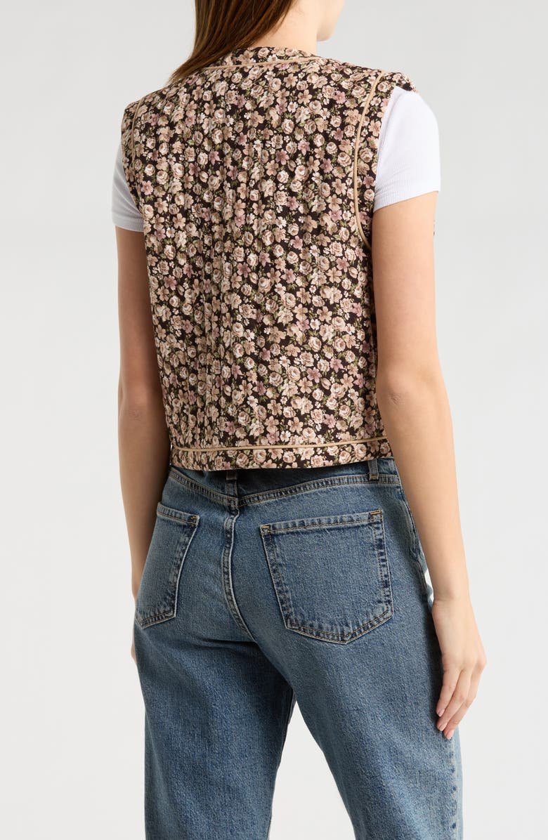 WISHLIST Floral Quilted Vest, Alternate, color, Choco/ Mocha