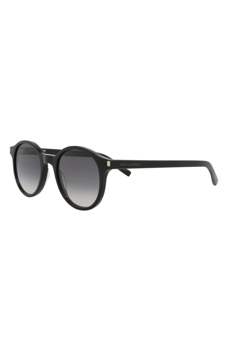 Saint Laurent 50mm Round Sunglasses, Alternate, color, Black Black Grey