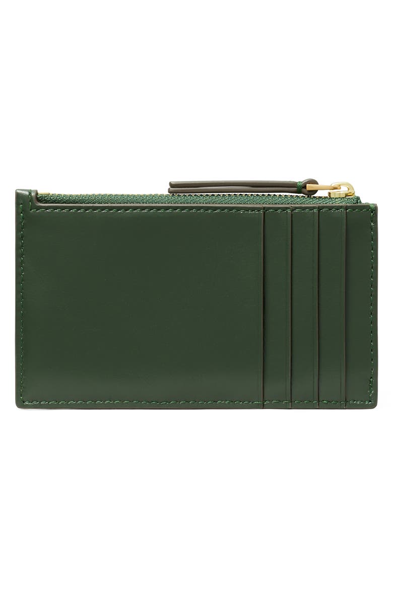 Kira Diamond Quilted Leather Zip Card Case, Alternate, color, FIR TREE