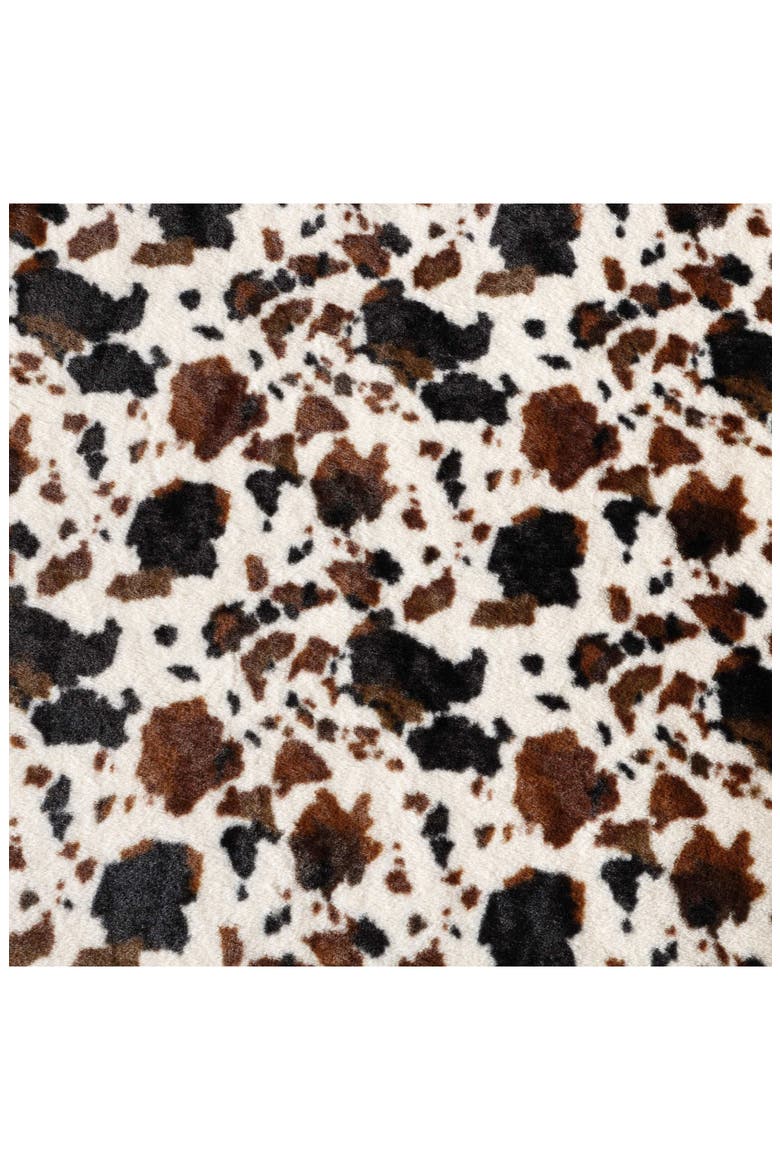 Spotted Cow Print Faux Fur Throw Blanket, Alternate, color, MEDIUM/DARK BROWN