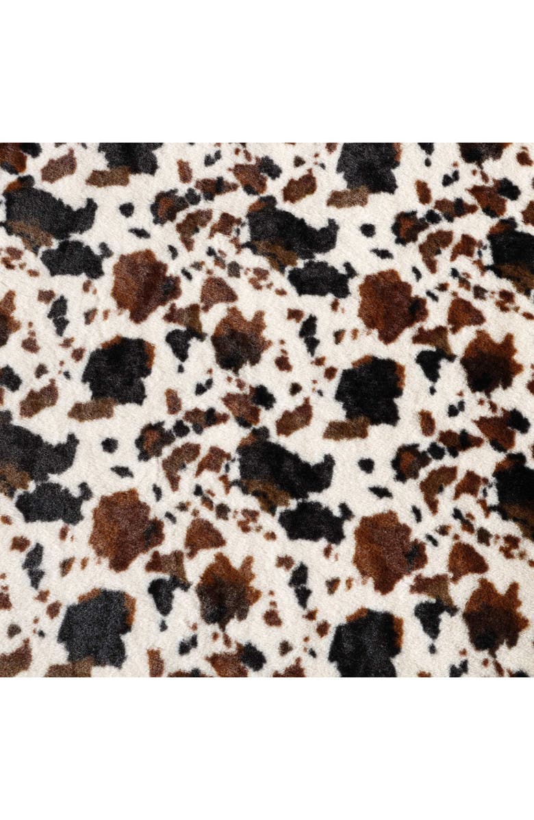 Wrangler Spotted Cow Print Faux Fur Throw Blanket, Alternate, color, Medium/Dark Brown