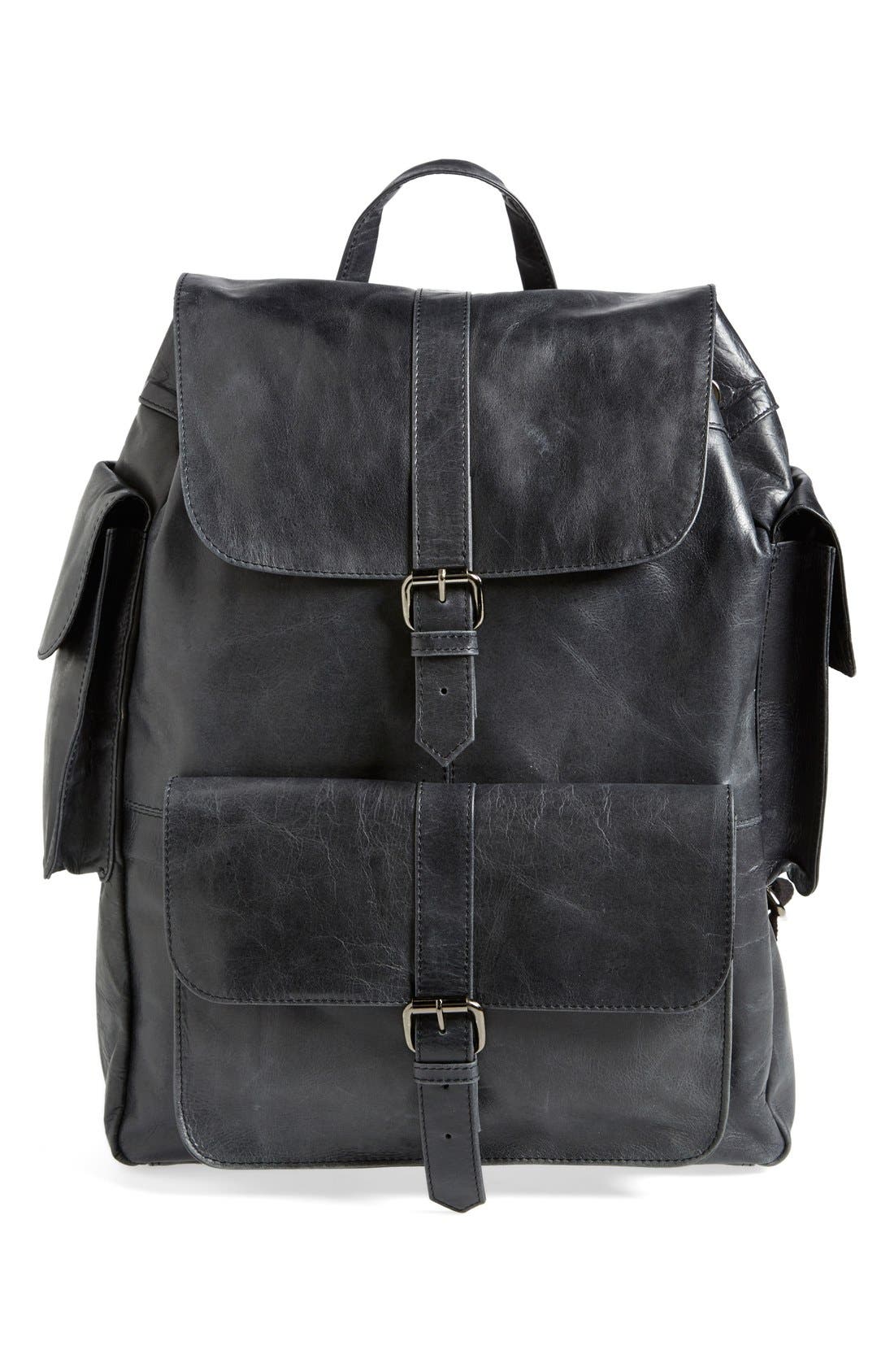 Topman Leather Backpack, Main, color, 