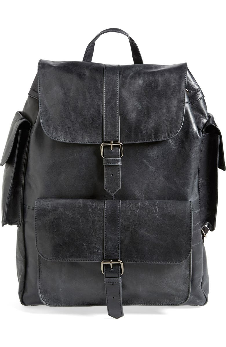 Topman Leather Backpack, Main, color,