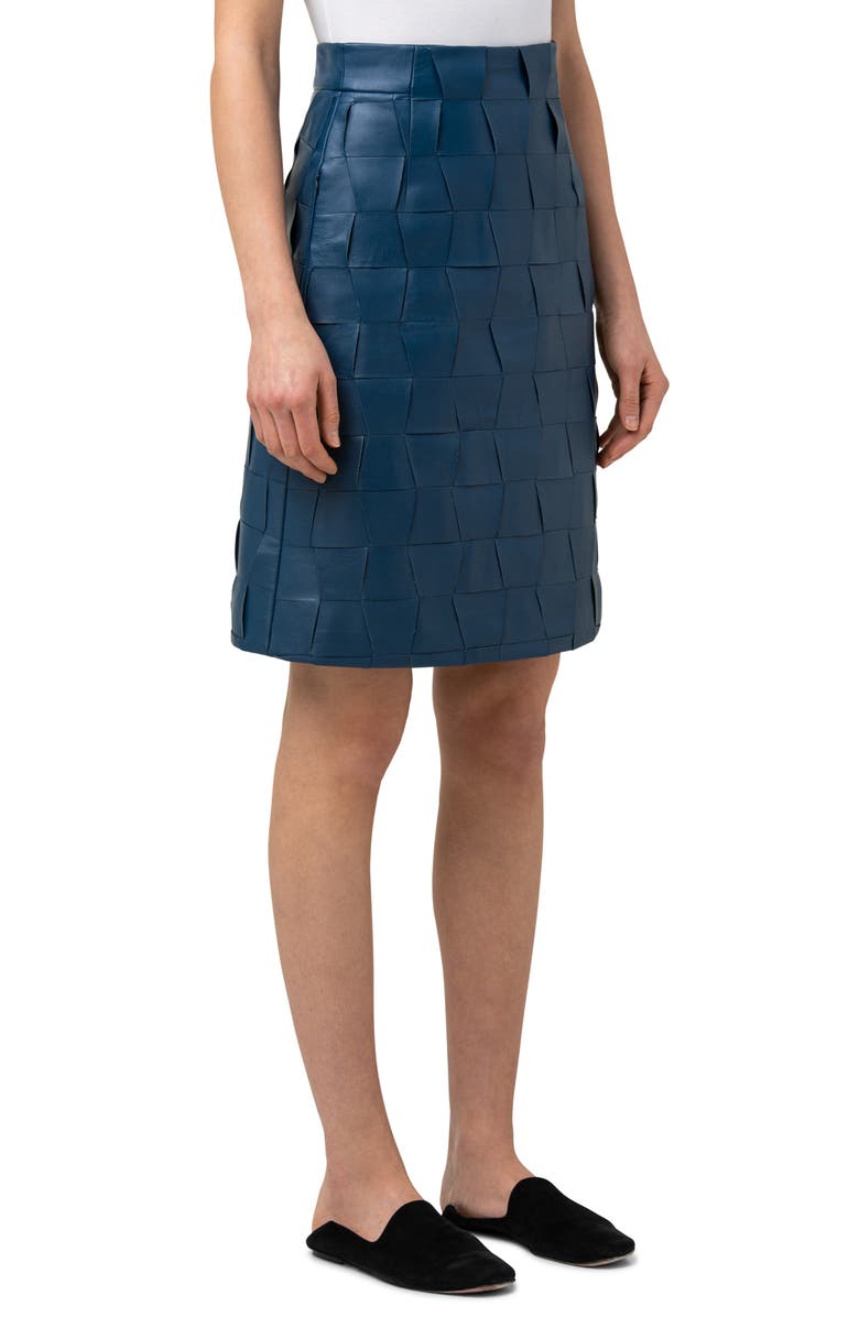 Akris A-Line Nappa Leather Skirt, Alternate, color, 