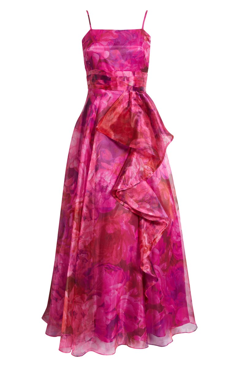 Eliza J Organza A-Line Dress, Alternate, color, Magenta