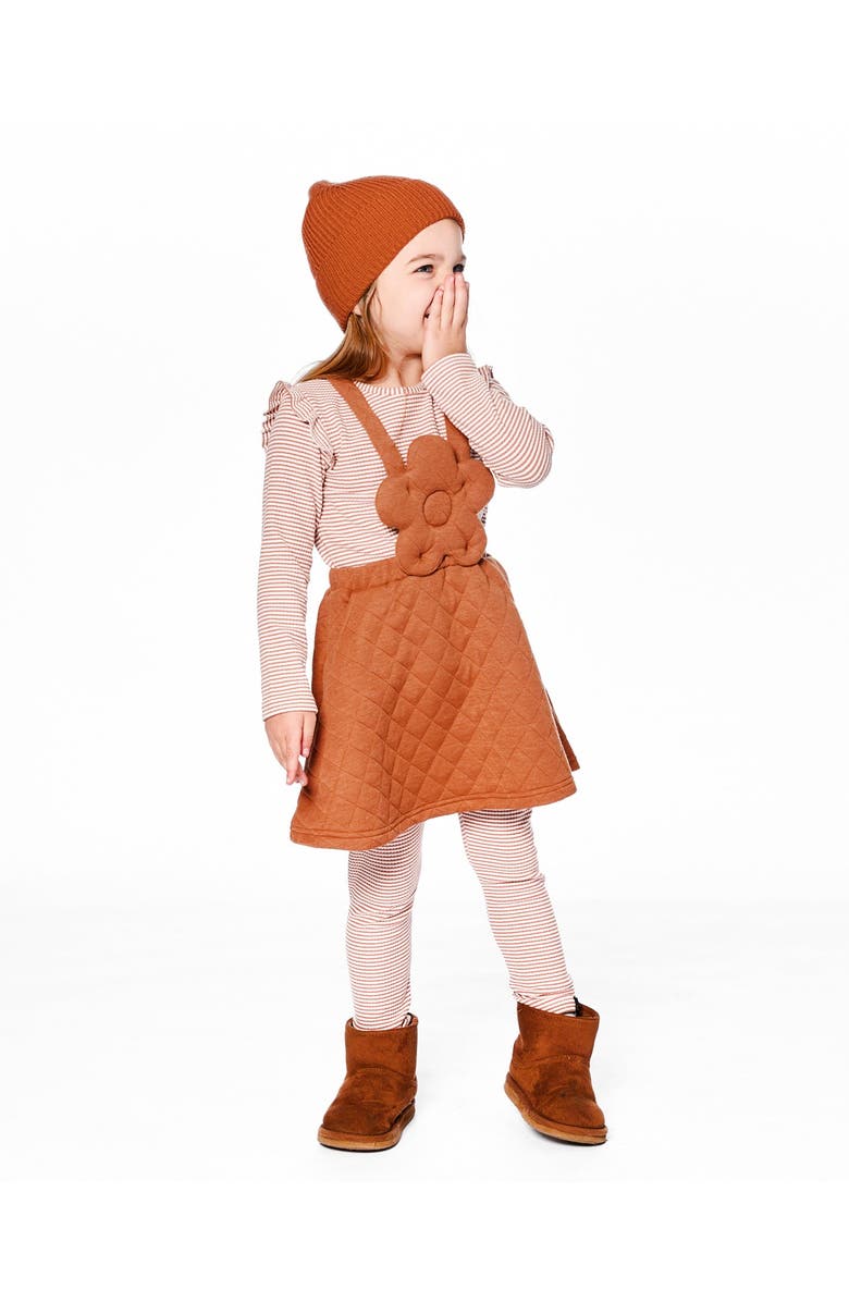Deux par Deux Quilted Overall Dress, Alternate, color, Mocha